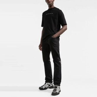 FW21 Pilmönster med logotryck, rund hals, korta ärmar, standardversion, svart