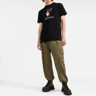 FW21 Rolig logotryck Rund hals Kortärmad Vanlig version Svart