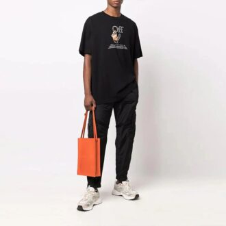 FW21 Rolig logotryck Rund hals Loose Fit Svart