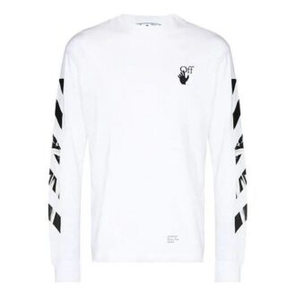 FW21 Rundhalsad långärmad tröja med pil-logotyp, standardmodell, vit