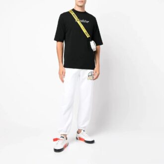 FW21 Tröja med logotryck, rund hals, korta ärmar och lös passform, svart