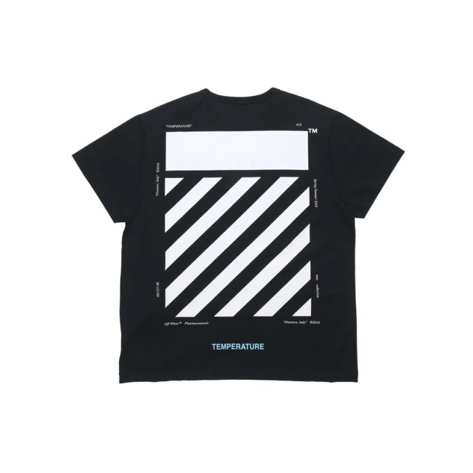 Off-White Herr C/O VIRGIL ABLOH Basic Alphabet Stripe kortärmad svart T-shirt