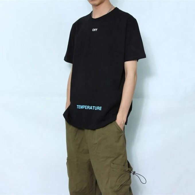 Off-White Herr C/O VIRGIL ABLOH Basic Alphabet Stripe kortärmad svart T-shirt