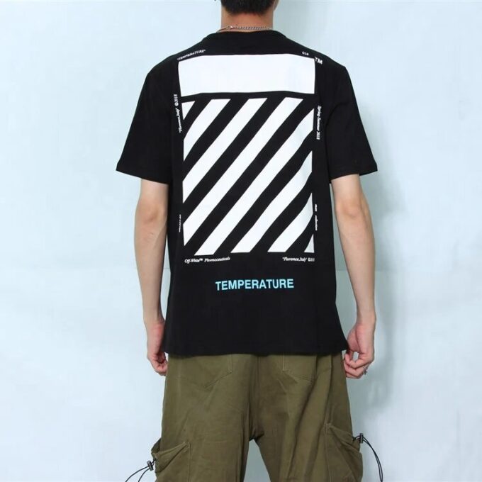 Off-White Herr C/O VIRGIL ABLOH Basic Alphabet Stripe kortärmad svart T-shirt
