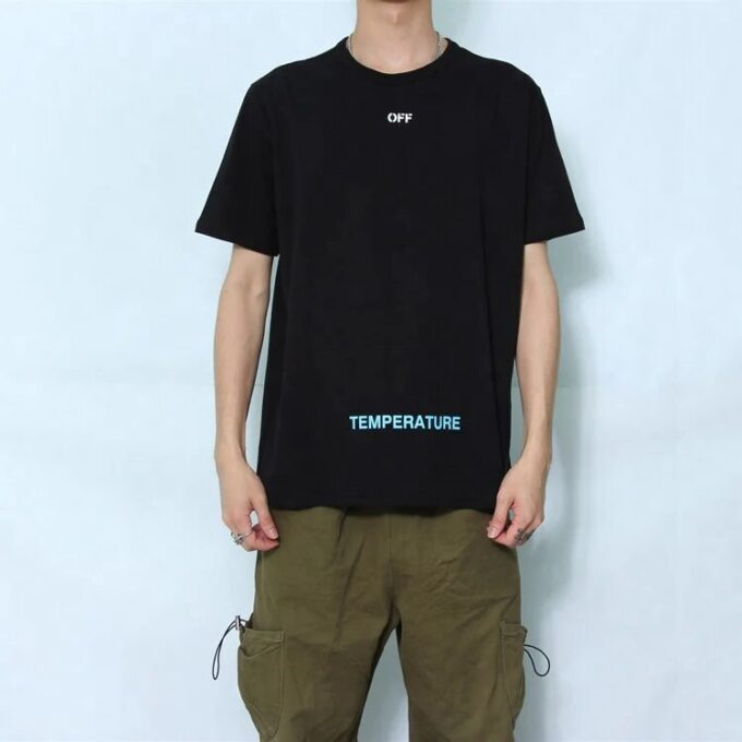 Off-White Herr C/O VIRGIL ABLOH Basic Alphabet Stripe kortärmad svart T-shirt