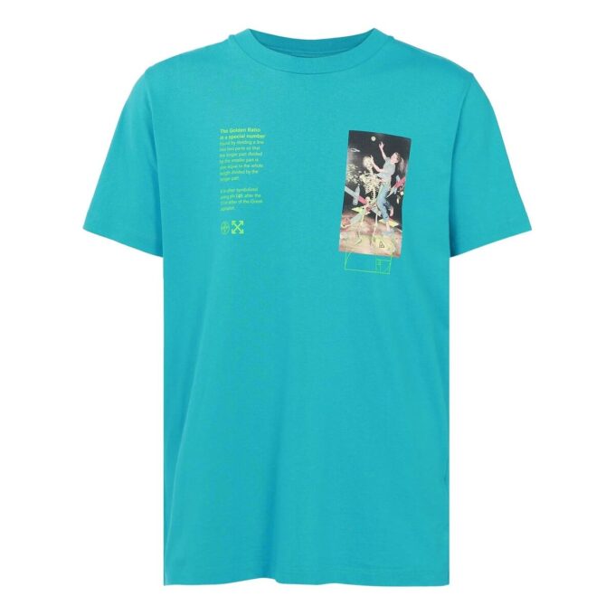 Off-White Herr C/O Virgil Abloh Skelettkaraktärstryck Kortärmad Vanlig version Blå T-shirt