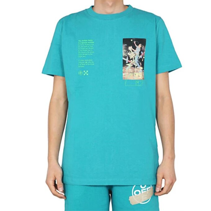 Off-White Herr C/O Virgil Abloh Skelettkaraktärstryck Kortärmad Vanlig version Blå T-shirt