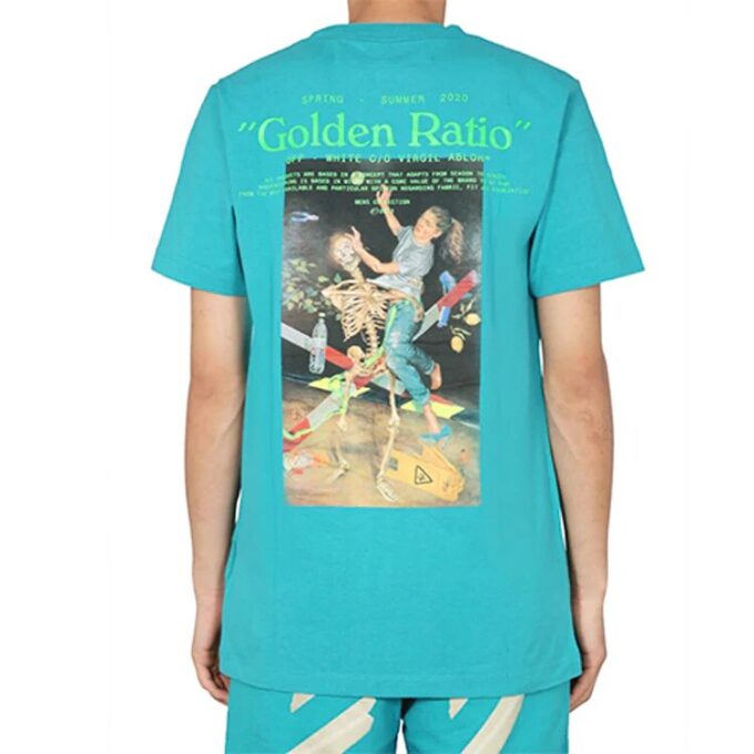 Off-White Herr C/O Virgil Abloh Skelettkaraktärstryck Kortärmad Vanlig version Blå T-shirt