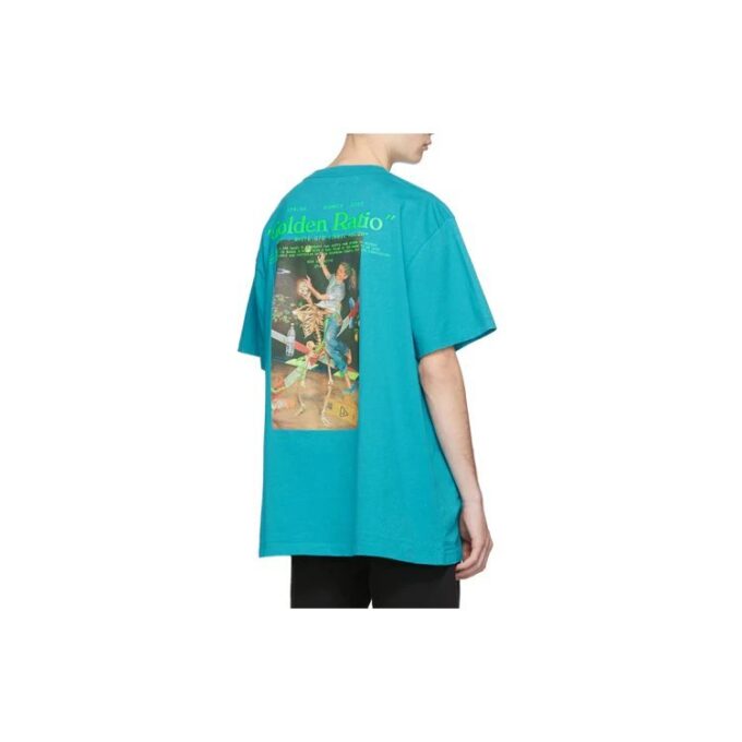 Off-White Herr C/O VIRGIL ABLOH Skelettmålning Kortärmad Löst sittande Blå T-shirt