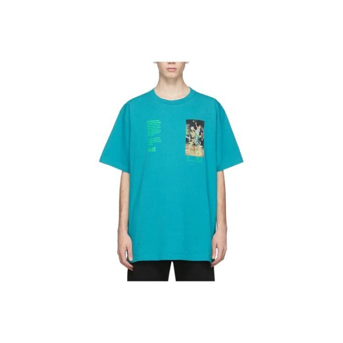Off-White Herr C/O VIRGIL ABLOH Skelettmålning Kortärmad Löst sittande Blå T-shirt