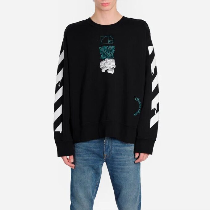 Off-White Herr C/O Virgil Abloh Slogan Arrow Printing Rundhalsad Svart