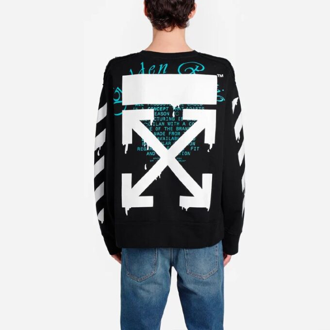 Off-White Herr C/O Virgil Abloh Slogan Arrow Printing Rundhalsad Svart