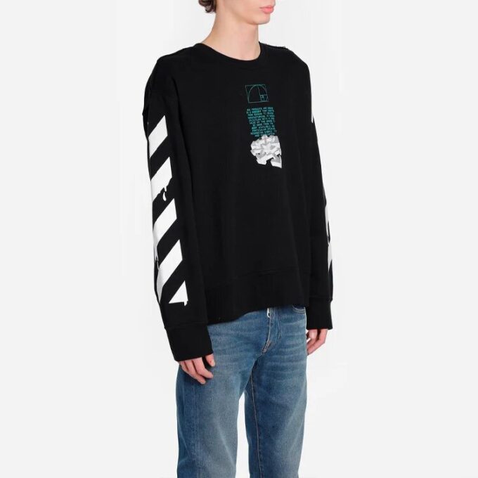 Off-White Herr C/O Virgil Abloh Slogan Arrow Printing Rundhalsad Svart
