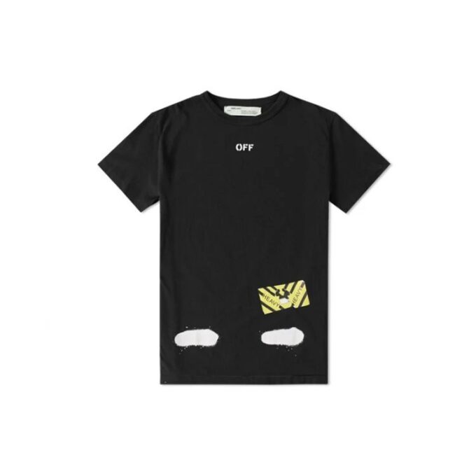 Off-White Herr C/O Virgil Abloh Tiger Stripes Splash Ink Rundhalsad kortärmad svart T-shirt