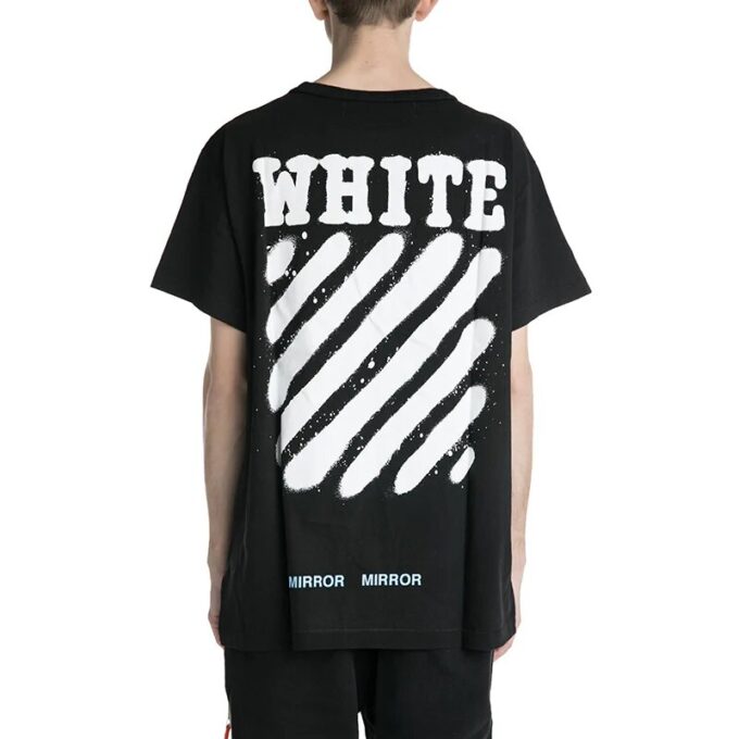 Off-White Herr C/O Virgil Abloh Tiger Stripes Splash Ink Rundhalsad kortärmad svart T-shirt