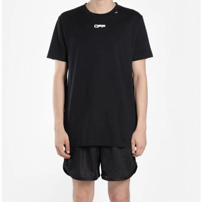 Off-White Herr Caravaggio Arrow Tryck på ryggen Kortärmad Vanlig version Svart T-shirt
