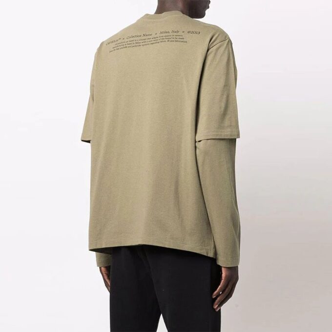 Off-White Herr Caravaggio Boy-tryck Långärmad T-shirt i lös passform, militärgrön