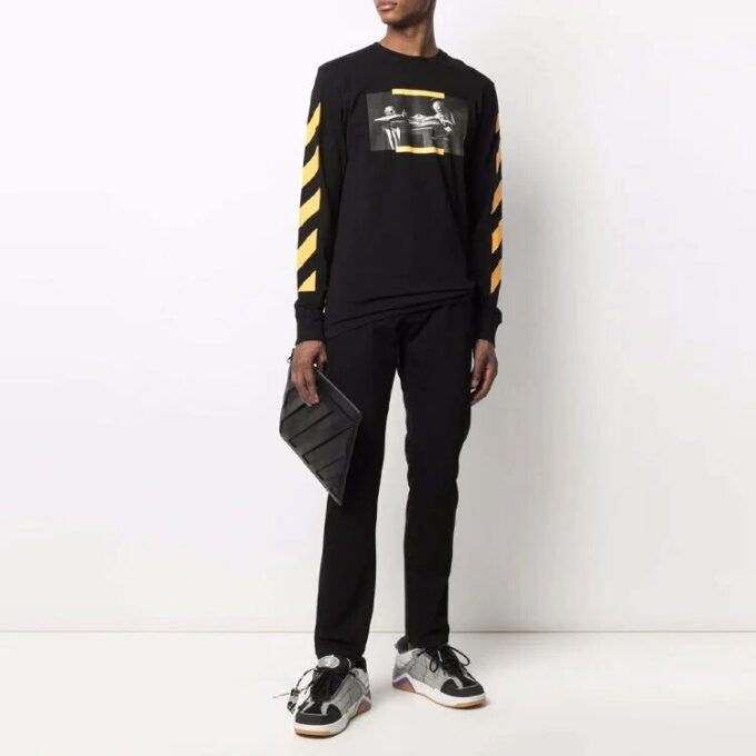 Off-White Herr FW21 Caravaggio-målning Långärmad svart T-shirt