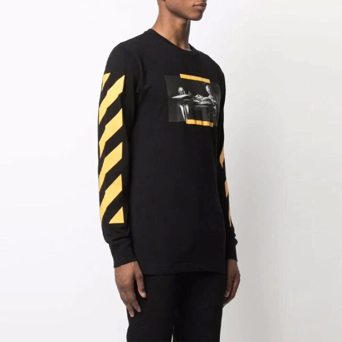 Off-White Herr FW21 Caravaggio-målning Långärmad svart T-shirt
