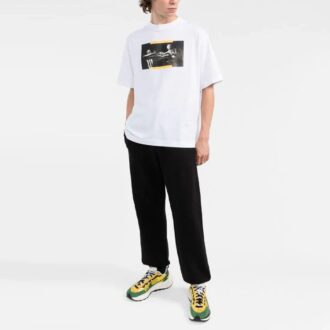 Off-White Herr FW21 Caravaggio-mönstertryck Rund hals Kortärmad Slim Fit Vit T-shirt