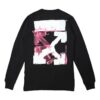 Off-White Herr FW21 Färgmålning Pil Rundhalsad Pullover Långärmad Slim Fit Svart T-shirt