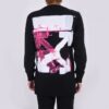 Off-White Herr FW21 Färgmålning Pil Rundhalsad Pullover Långärmad Slim Fit Svart T-shirt