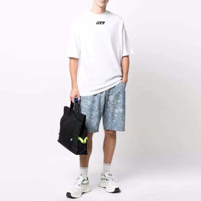 Off-White Herr FW21 Logo Rundhalsad Kortärmad Löst Sittande Vit T-shirt