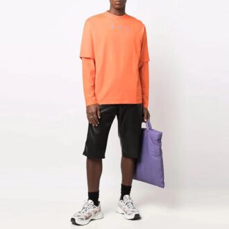 Off-White Herr FW21 Logo Rundhalsad Pullover Tryck Långärmad Löst sittande Orange T-shirt
