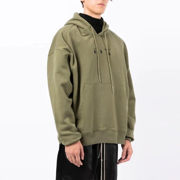Off-White Herr FW21 Logotryck Långärmad Loose Fit Grön