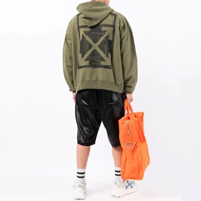 Off-White Herr FW21 Logotryck Långärmad Loose Fit Grön