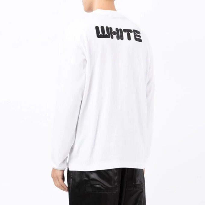 Off-White Herr FW21 Logotryck Långärmad Löst sittande Vit