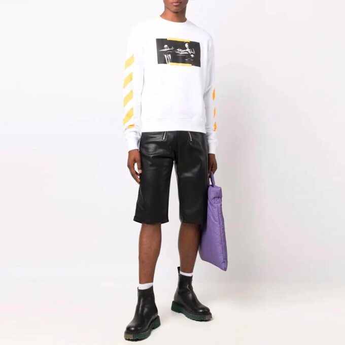 Off-White Herr FW21 Målad Rundhalsad Vanlig version Vit