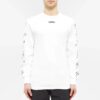 Off-White Herr FW21 T-shirt med gummiband, långärmad, slim fit, vit