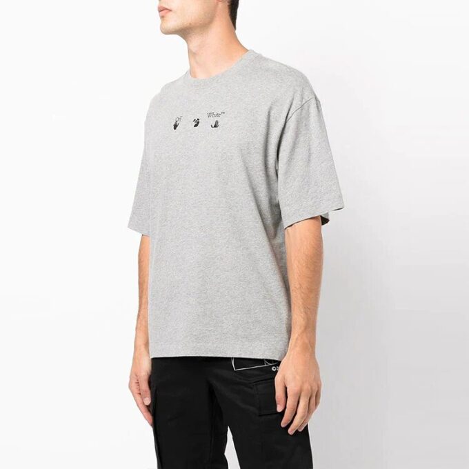 Off-White Herr FW21 T-shirt med logotryck, korta ärmar och lös passform, grå
