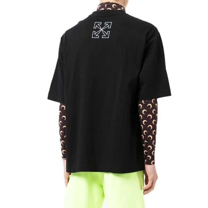 Off-White Herr FW21 T-shirt med pilmönster och alfabet, kortärmad, lös passform, svart