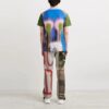 Off-White Herr FW21 T-shirt med spraymönster, rund hals och korta ärmar, blå
