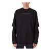 Off-White Herr FW21 T-shirt med tryck på ärmen, grön pil, långärmad, lös passform, svart