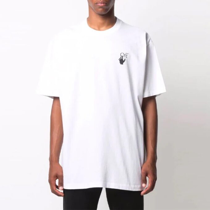 Off-White Herr FW21 White Arrow Kortärmad T-shirt i lös passform Vit