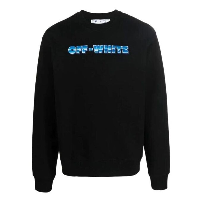 Off-White Herr FW22 Alfabet-logotryck Rund hals Långärmad version Svart