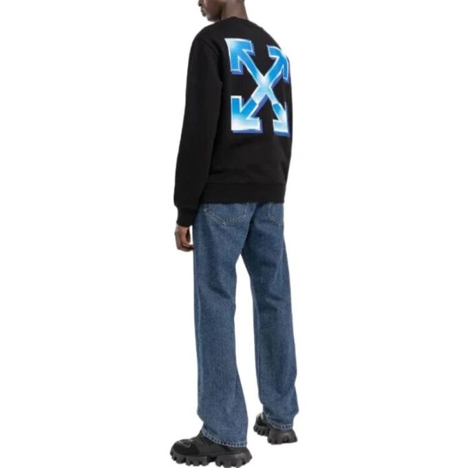 Off-White Herr FW22 Alfabet-logotryck Rund hals Långärmad version Svart
