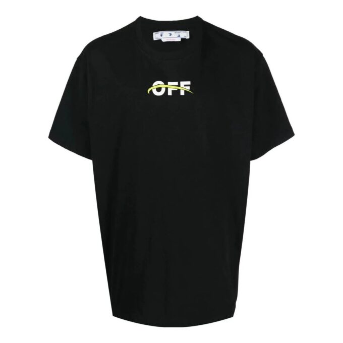 Off-White Herr FW22 Alfabet-logotypmönster Rund hals Kortärmad Löst sittande Svart T-shirt