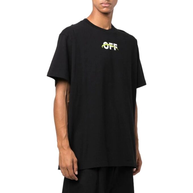 Off-White Herr FW22 Alfabet-logotypmönster Rund hals Kortärmad Löst sittande Svart T-shirt