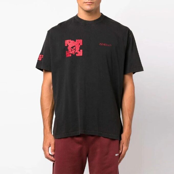 Off-White Herr FW22 Arrow Rundhalsad kortärmad svart T-shirt