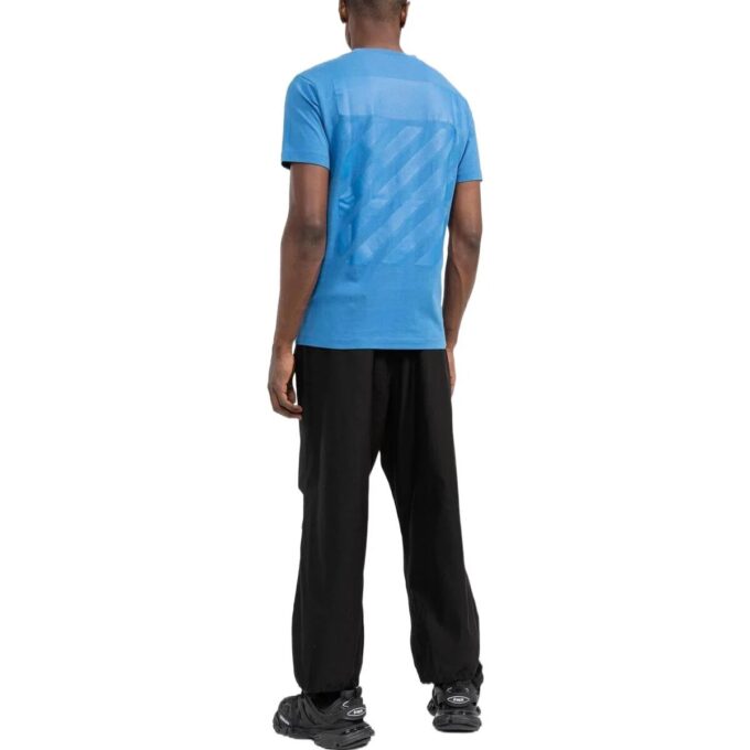 Off-White Herr FW22 Back Stor logotryck Rund hals Kortärmad Blå T-shirt