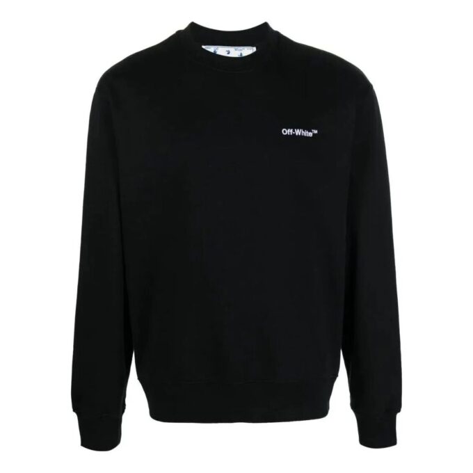 Off-White Herr FW22 Enfärgad med logotryck Rund hals Långärmad version Svart