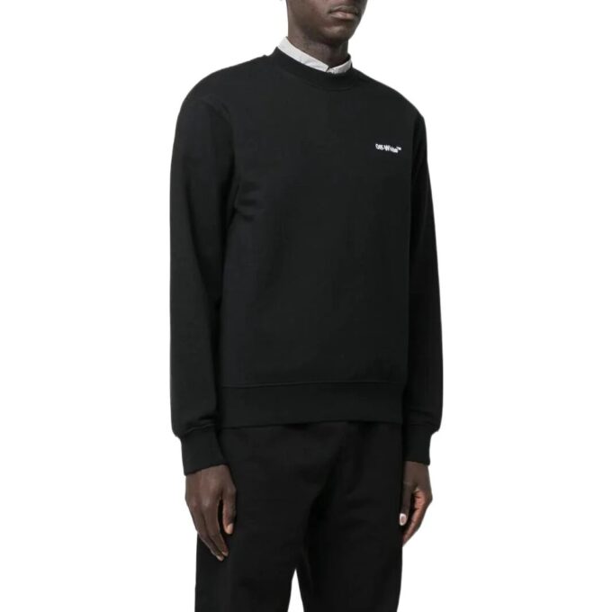 Off-White Herr FW22 Enfärgad med logotryck Rund hals Långärmad version Svart