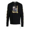 Off-White Herr FW22 enfärgad rundhalsad T-shirt med tryck och långa ärmar i svart