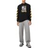 Off-White Herr FW22 enfärgad rundhalsad T-shirt med tryck och långa ärmar i svart