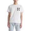 Off-White Herr FW22 enfärgad T-shirt med Diagonal Arrow-tryck, rund hals och korta ärmar, vit