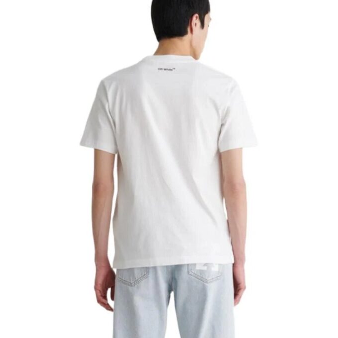 Off-White Herr FW22 enfärgad T-shirt med Diagonal Arrow-tryck, rund hals och korta ärmar, vit